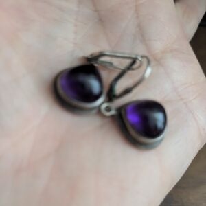 Purple Teardrop Dangle Earrings - Unbranded